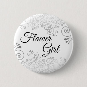 Macaron Rond 5 Cm Wedding Flower Girl Button Silver Gray Frills