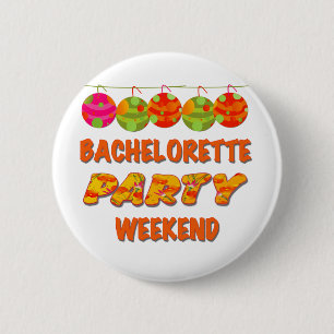 Macaron Rond 5 Cm Week-end tropical de partie de Bachelorette