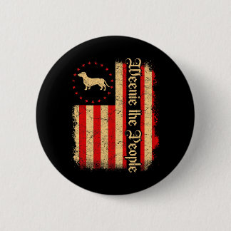 Macaron Rond 5 Cm Weenie The People 4 Juillet Drapeau Américain Usa