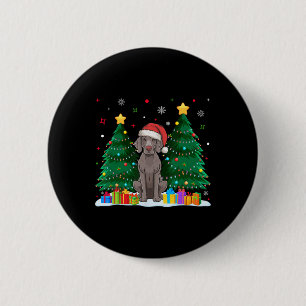 Macaron Rond 5 Cm Weimaraner Amoureux de les chiens Santa Hat Vilain