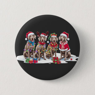 Macaron Rond 5 Cm Weimaraner Santa chapeau bois luge de Noël