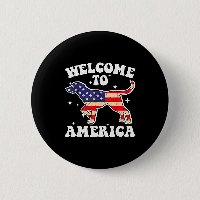 Macaron Rond 5 Cm Welcome To America Patriotic Dog New American Citi (Devant)