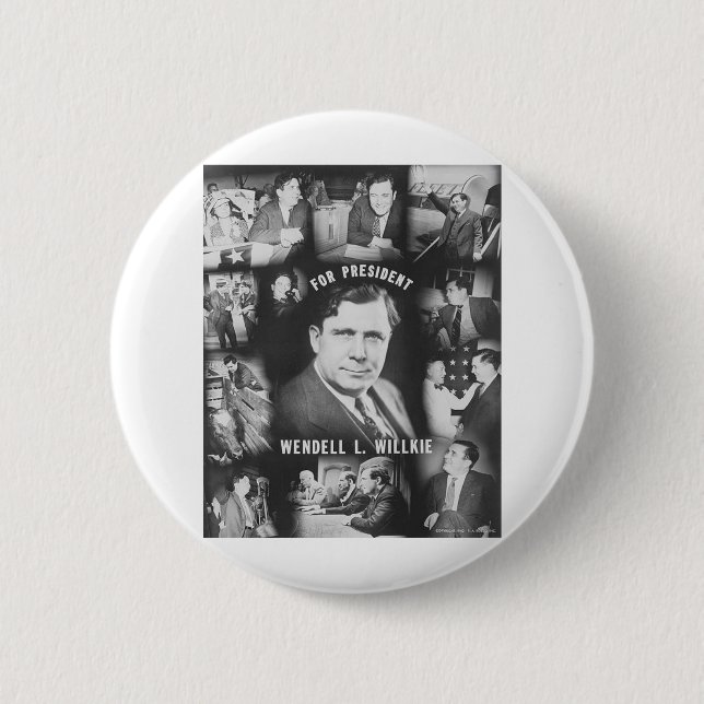 Macaron Rond 5 Cm Wendell 1940 Willkie (Devant)