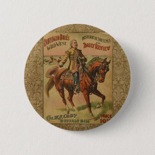 Macaron Rond 5 Cm Western Buffalo Bill Wild West