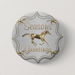 Macaron Rond 5 Cm Western Gold Horse Holiday