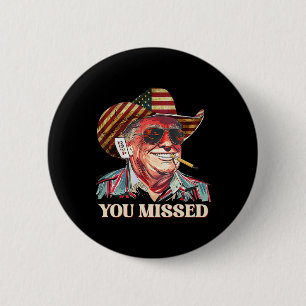 Macaron Rond 5 Cm Western Trump Cowboy Vous Avez Manqué American Fla