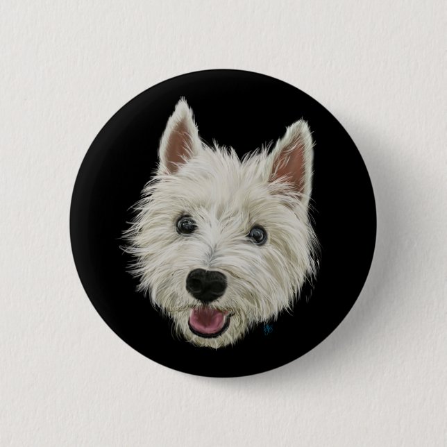 Macaron Rond 5 Cm Westie (Devant)
