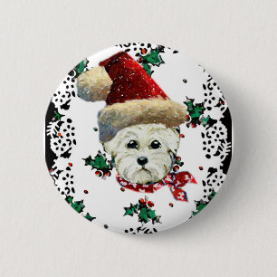 Macaron Rond 5 Cm Westie Père Noël