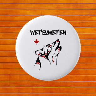 Macaron Rond 5 Cm Wet'suwet'en Howling Wolf Haida Style Tatouage cou