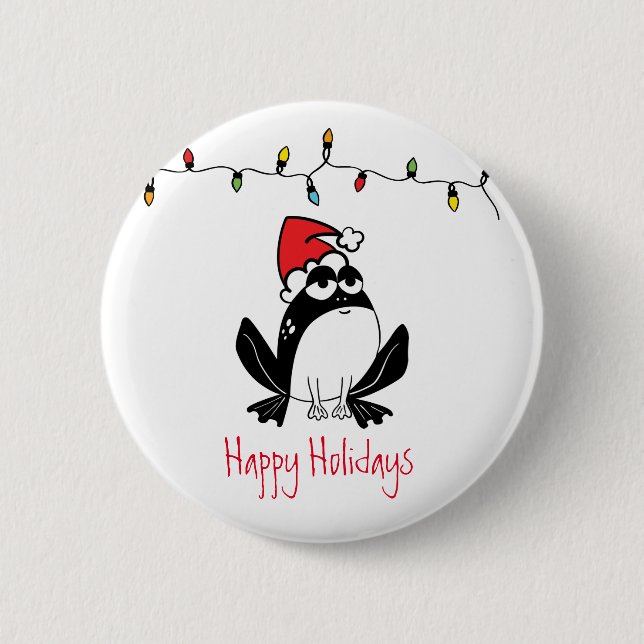 Macaron Rond 5 Cm Whimsical Christmas Frog (Devant)