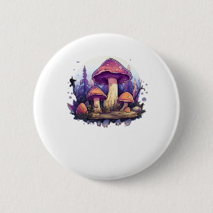 Macaron Rond 5 Cm Whimsigoth Champignons Et Crystals Classique