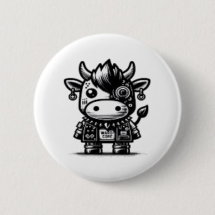 Macaron Rond 5 Cm Whimsigoth Cyborg Cow Art Vintage Design Classique