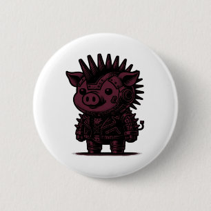 Macaron Rond 5 Cm Whimsigoth Cyborg Sloth Art Vintage Design Classiq