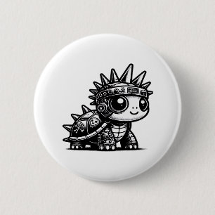 Macaron Rond 5 Cm Whimsigoth Cyborg Turtle Art Vintage Design Classi