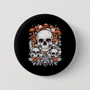 Macaron Rond 5 Cm Whimsigoth Skuls & Champignons Ae botanique Vintag