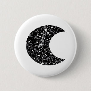 Macaron Rond 5 Cm Whimsigoth Witch Moon Wicca Kawaii Goth Tattoo Ast
