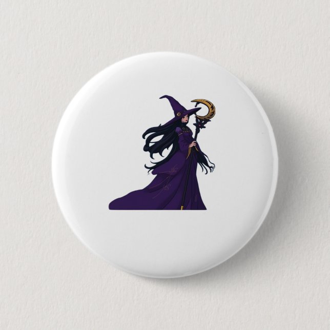 Macaron Rond 5 Cm Whimsigothique Lune sorcière (Devant)