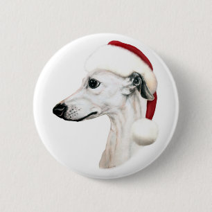 Macaron Rond 5 Cm Whippet Christmas White Père Noël