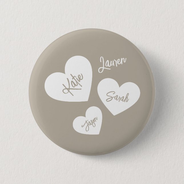 Macaron Rond 5 Cm Whisper doux personnalisé Coeurs de la mère beige (Devant)