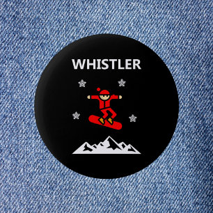 Macaron Rond 5 Cm Whistler Canada Flying Snowboarder Color