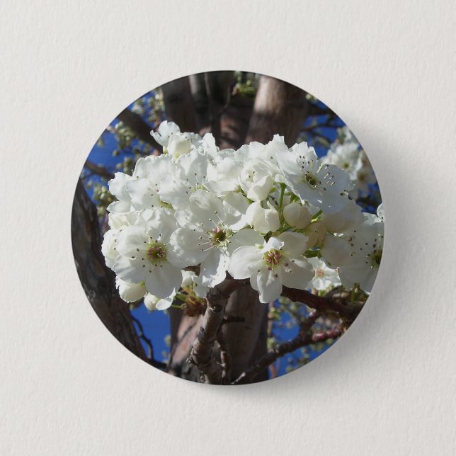 Macaron Rond 5 Cm White Blossoms II (Devant)