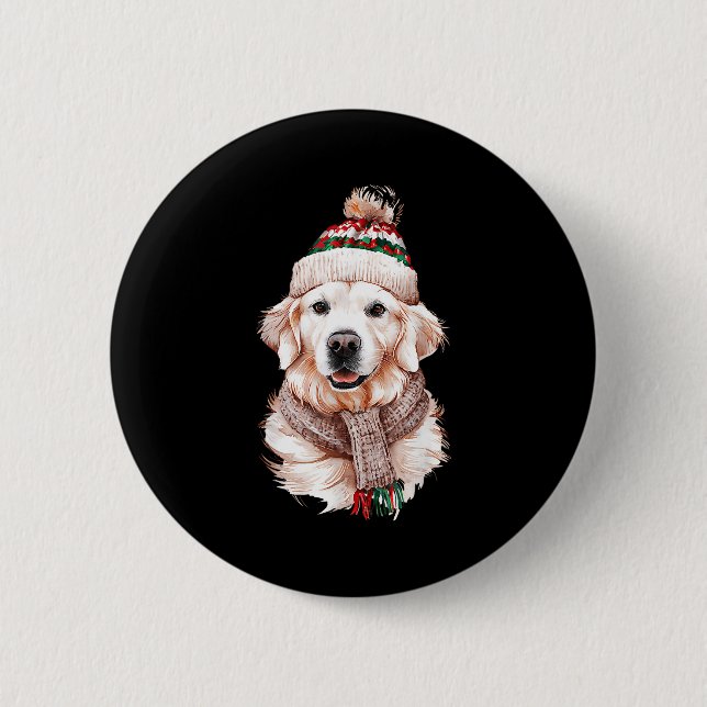 Macaron Rond 5 Cm White English Cream Golden Retriever Mom Dog Puppy (Devant)