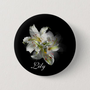 Macaron Rond 5 Cm White Lilies Fantasy