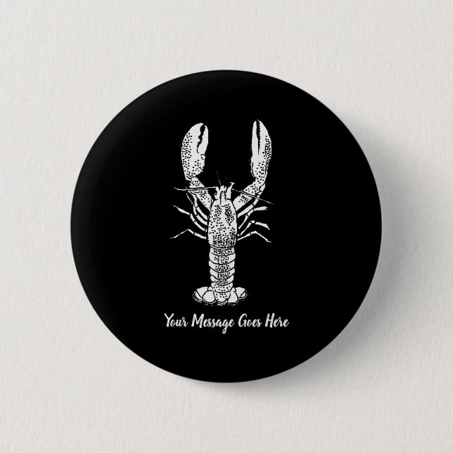 Macaron Rond 5 Cm White Lobster Graphic Message  (Devant)