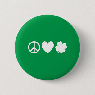 Macaron Rond 5 Cm White Peace Love & Shamrocks