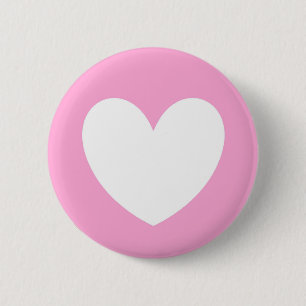 Macaron Rond 5 Cm White polka hearts on Cotton Candy Pink