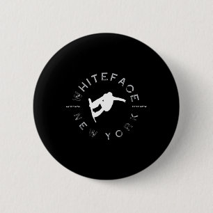Macaron Rond 5 Cm Whiteface Mountain New York Vintage Retro Snowboar