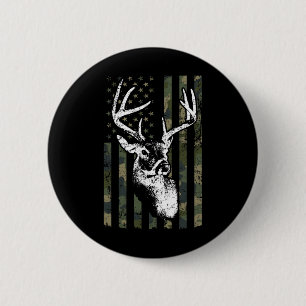 Macaron Rond 5 Cm Whitetail Buck Deer Hunting Usa Camouflage America