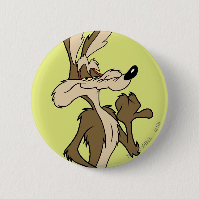 Macaron Rond 5 Cm WILE E. COYOTE™ A L'AIR Fier (Devant)
