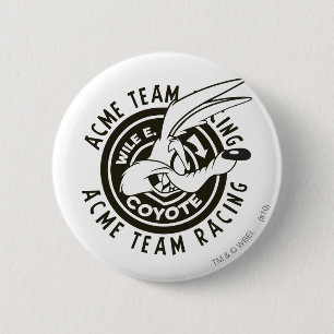 Macaron Rond 5 Cm Wile E. Coyote Acme Team Racing B/W