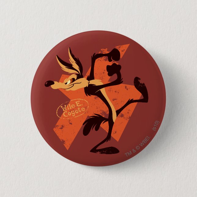 Macaron Rond 5 Cm WILE E. COYOTE™ Préparation À L'Exécution (Devant)