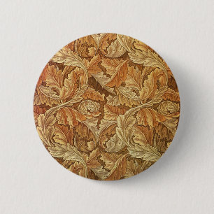 Macaron Rond 5 Cm William Morris Acanthus Brun Feuilles d'Automne