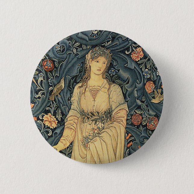 Macaron Rond 5 Cm William Morris antique Flora (Devant)