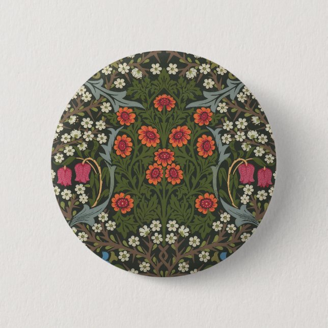 Macaron Rond 5 Cm William Morris Blackthorn Garden Flower Classic (Devant)