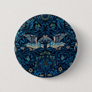 Macaron Rond 5 Cm William Morris Blue Birds Tapestry Classic
