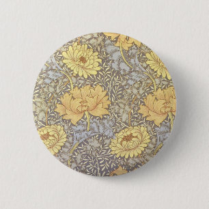 Macaron Rond 5 Cm William Morris Chrysanthemum Fleurs maman