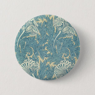 Macaron Rond 5 Cm William Morris Classique Tulipe Bleu Floral