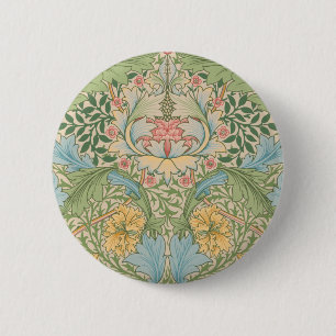 Macaron Rond 5 Cm William Morris Fleur de Myrte Floral Botanique