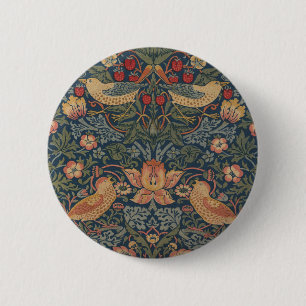 Macaron Rond 5 Cm William Morris Fraise Voleurs Oiseaux