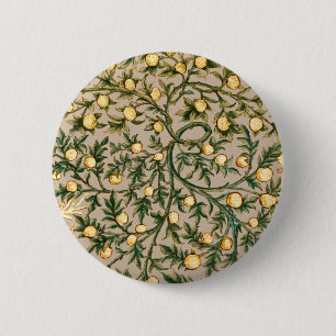 Macaron Rond 5 Cm William Morris Fruit Floral Jardin Fleur Classique