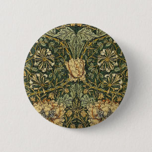 Macaron Rond 5 Cm William Morris Honeysuckie Vert Jaune