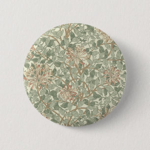 Macaron Rond 5 Cm William Morris Honeysuckle Vert Floral