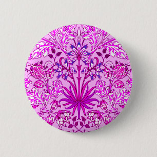 Macaron Rond 5 Cm William Morris Hyacinth Imprimer, Lavande et Viole