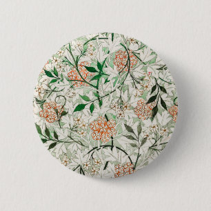 Macaron Rond 5 Cm William Morris Jardin de Jasmin Fleur Classique