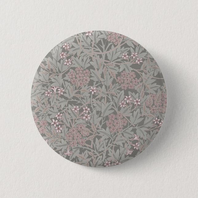Macaron Rond 5 Cm William Morris Jasmine Motif de fleurs (Devant)