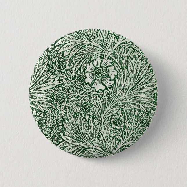 Macaron Rond 5 Cm william morris marigold fleurs vertes (Devant)